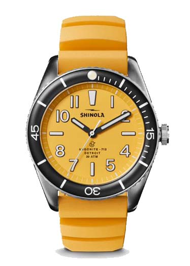 Shinola The Duck 42mm Yellow Rubber Diver's Watch Image