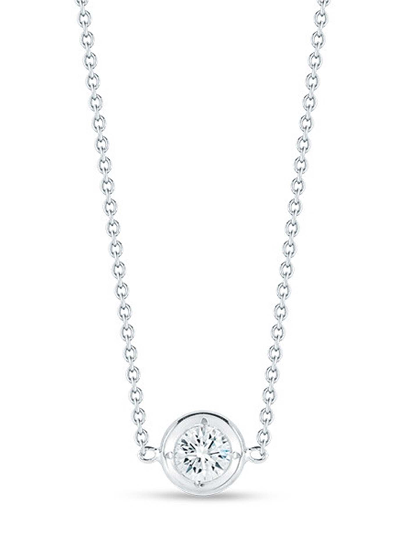 18k White Gold Single Diamond Necklace Image