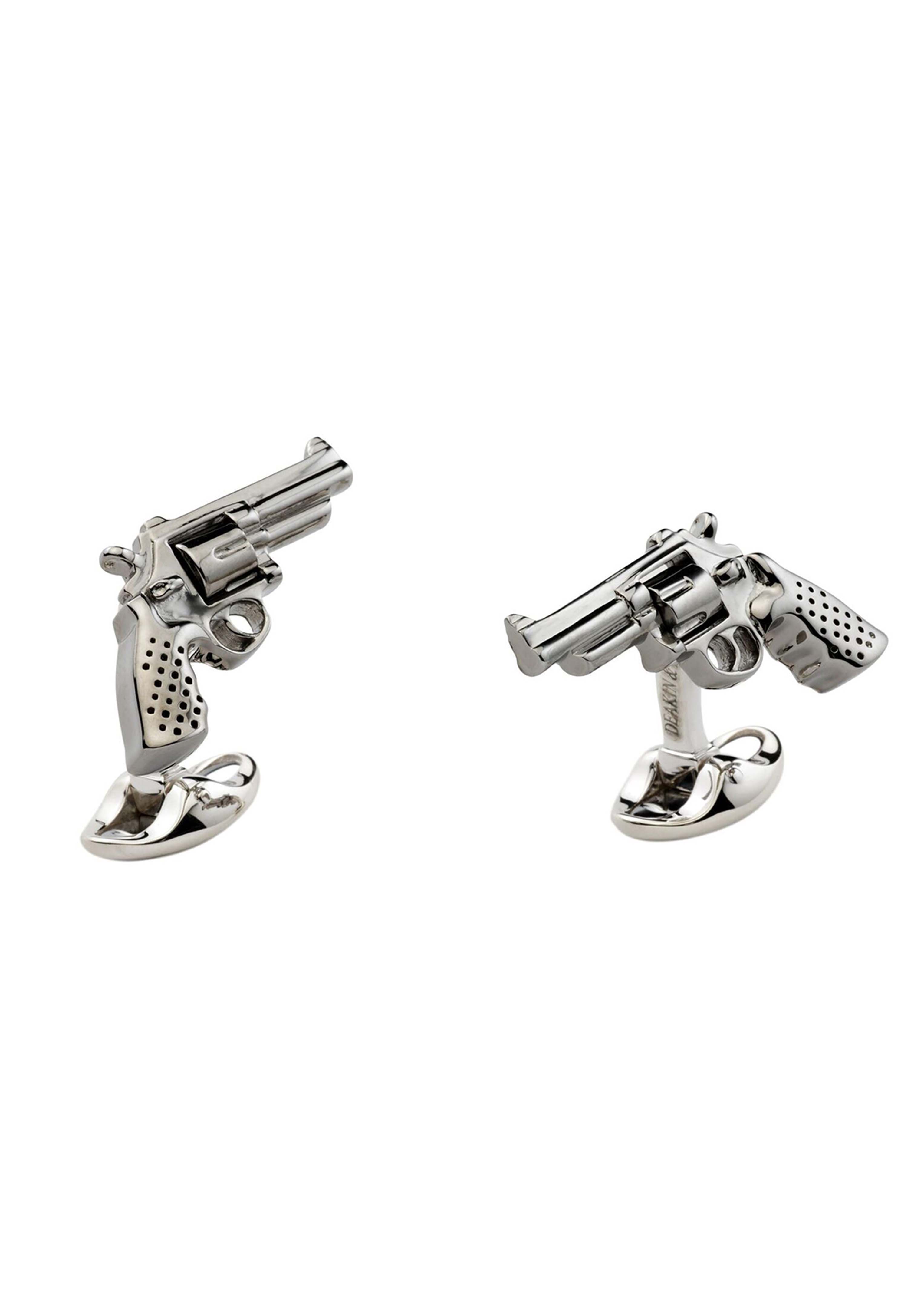 Sterling Silver Revolver Gun Cufflinks Image