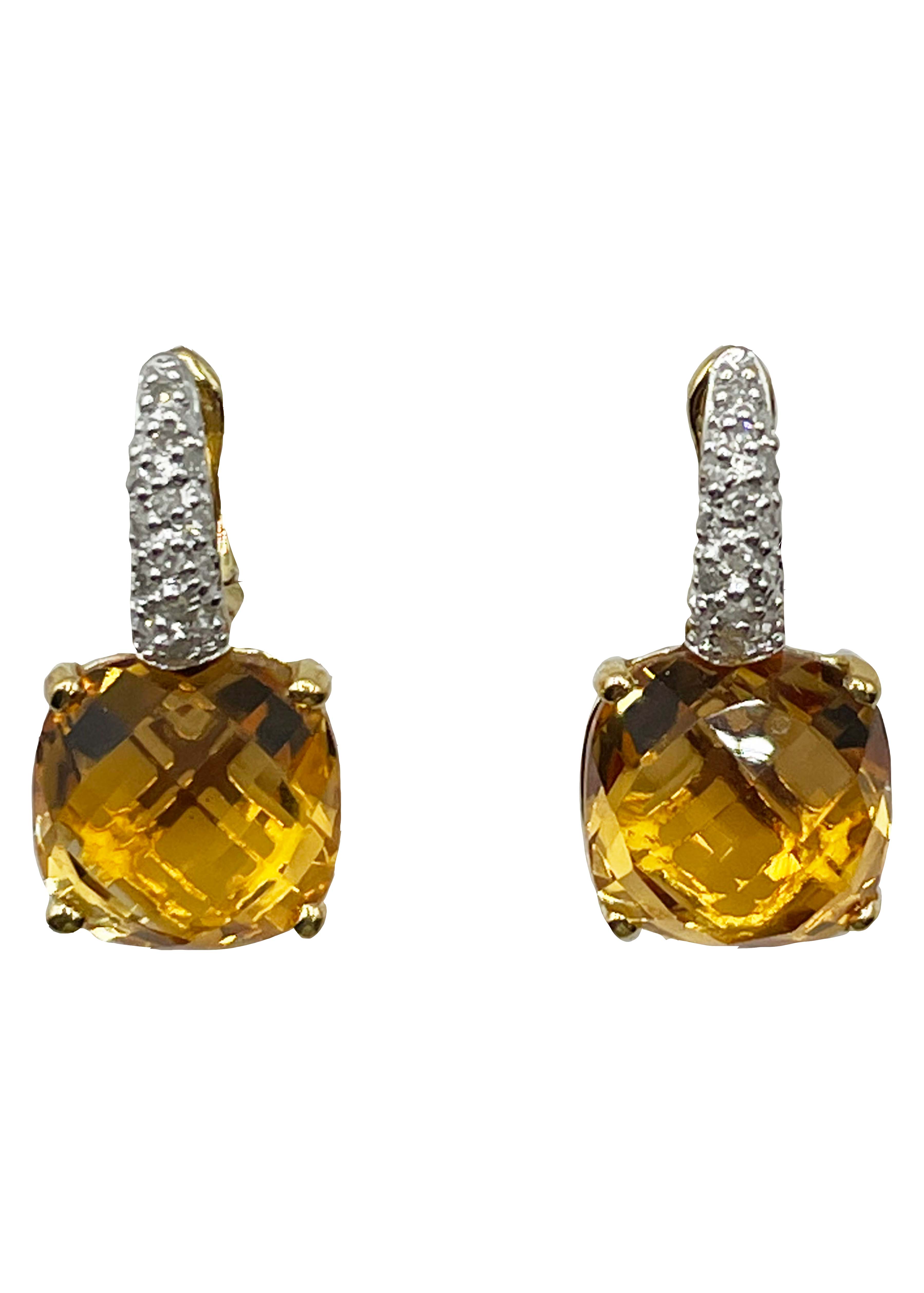 18k Yellow Gold & Yellow Topaz Earrings Image
