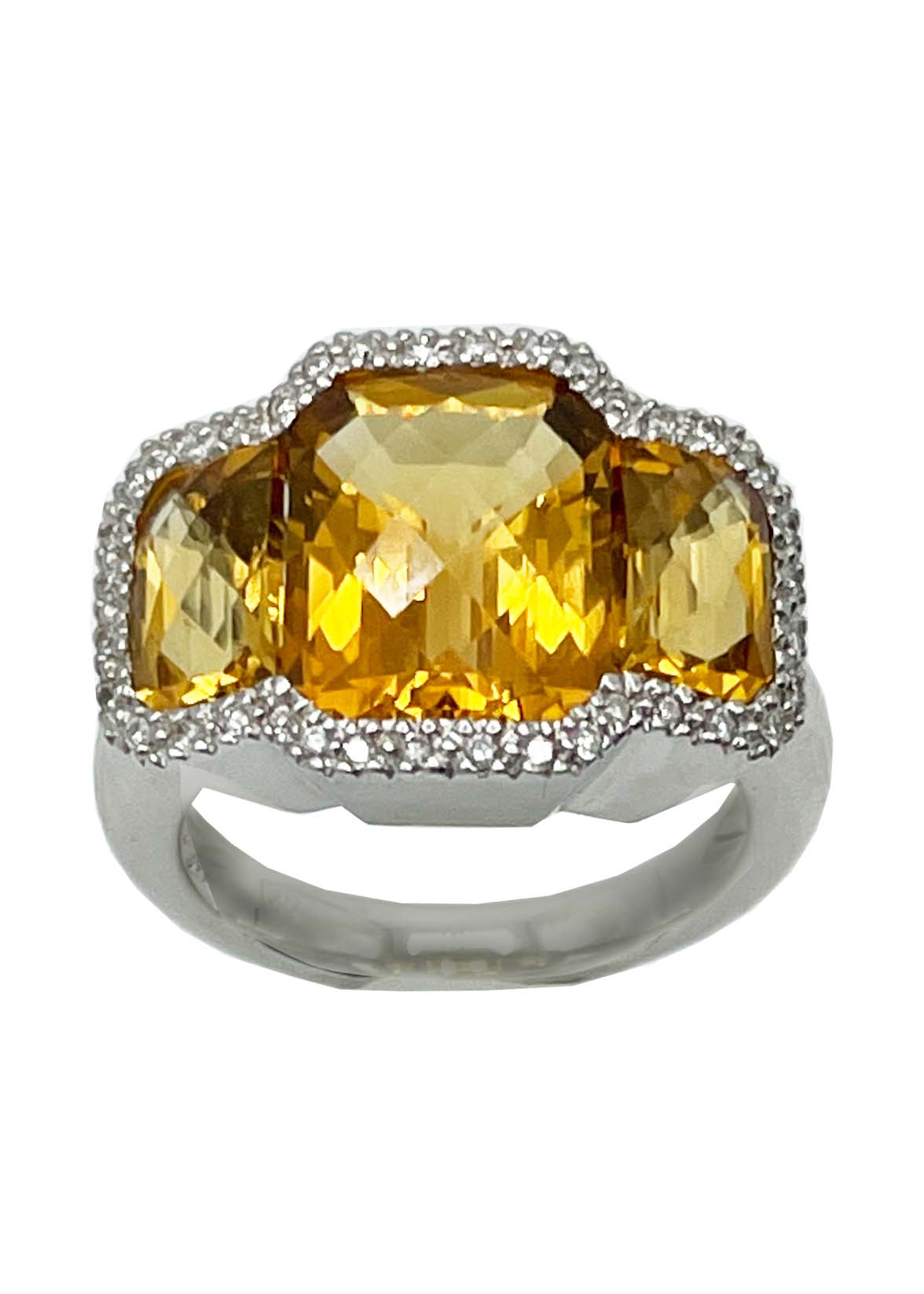 18k White Gold Topaz and Diamond Ring Image