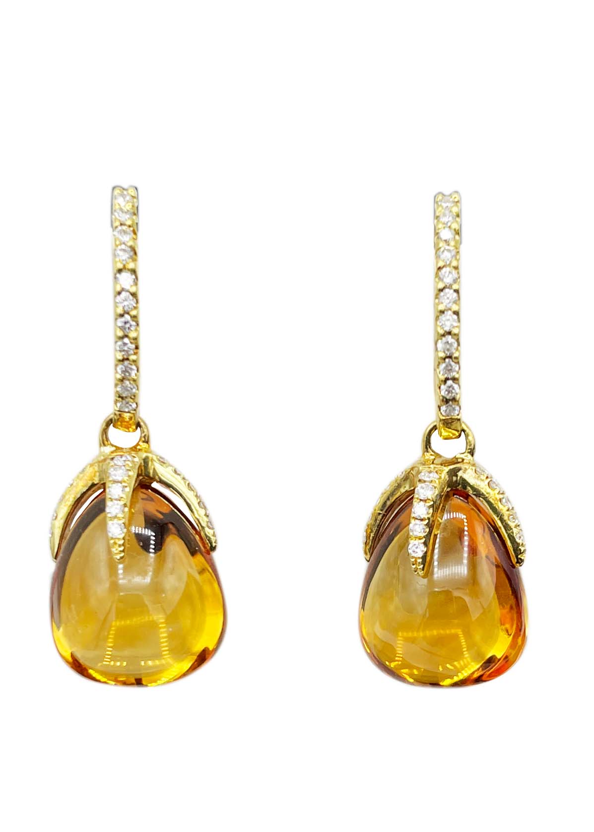 18k Yellow Gold Topaz and Diamond Dangle Earrings Image
