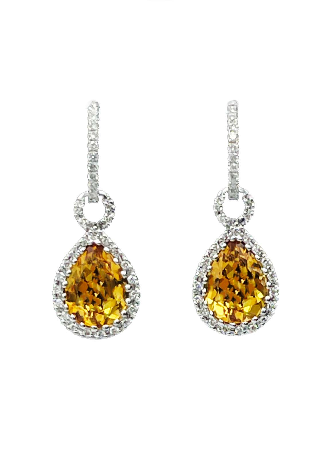 18k White Gold Topaz and Diamond Drop Earrings Image