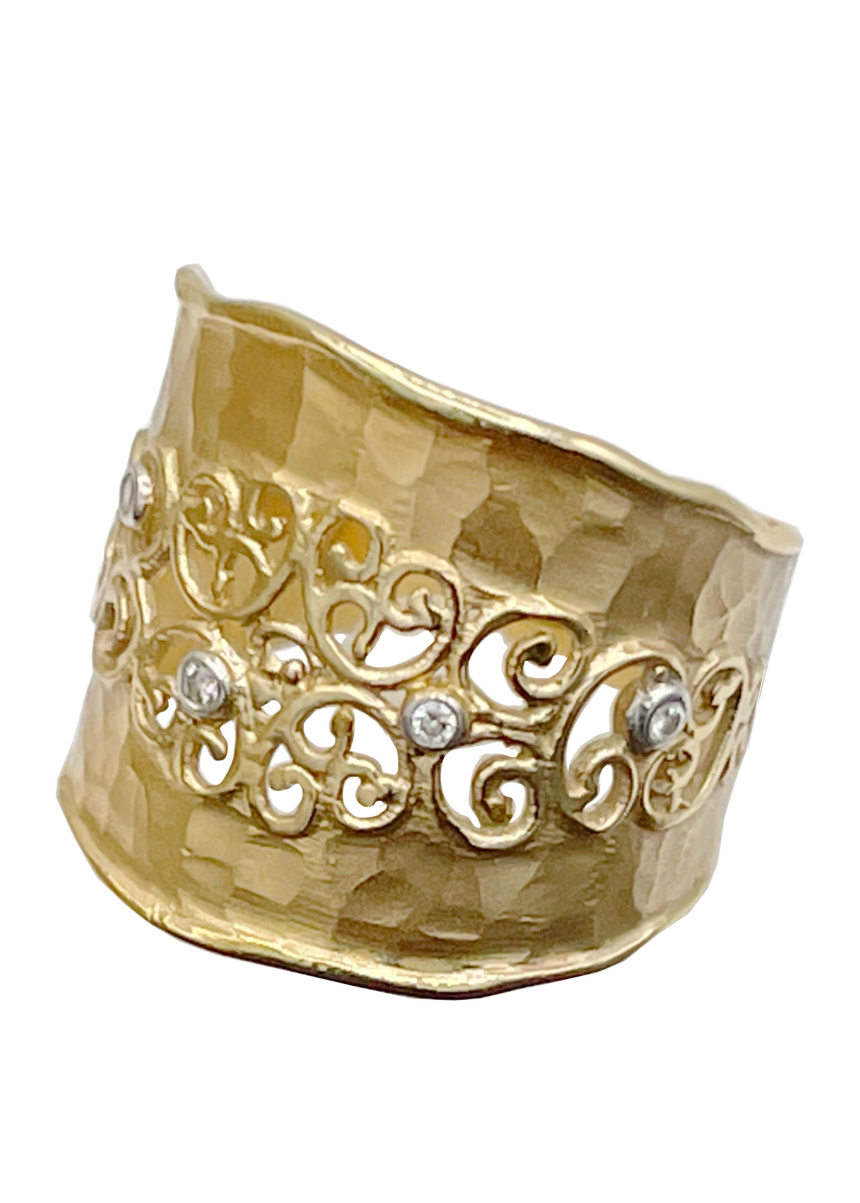 I. Reiss 14k Yellow Gold Handcrafted Filigree Diamond Ring Image