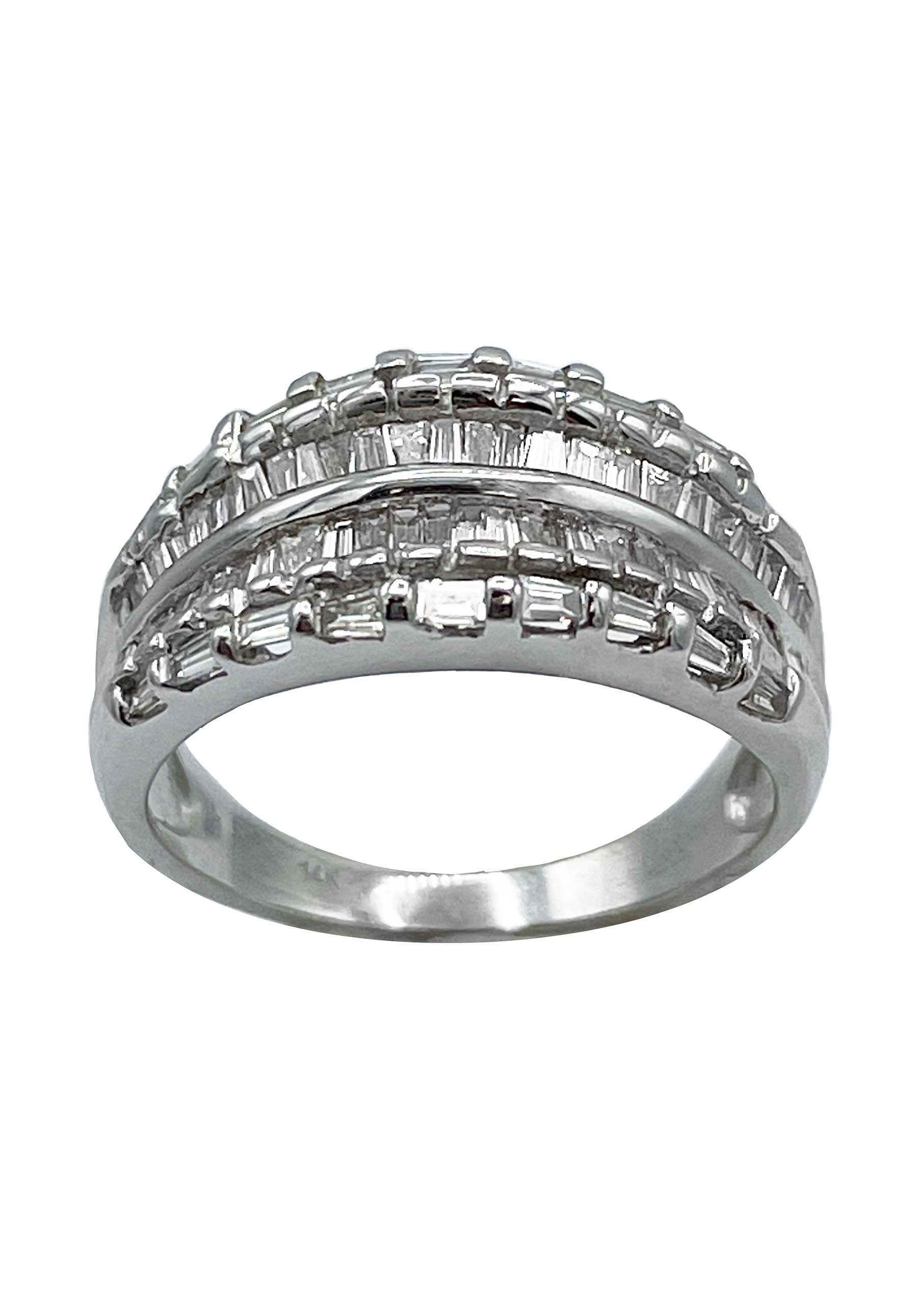 14k White Gold Ring with Baguette Diamonds Image