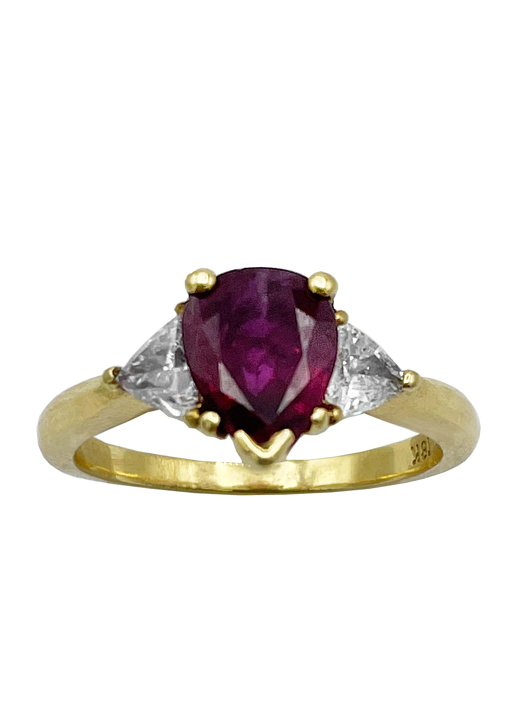 18k Yellow Gold Ring With Ruby and Diamonds Image