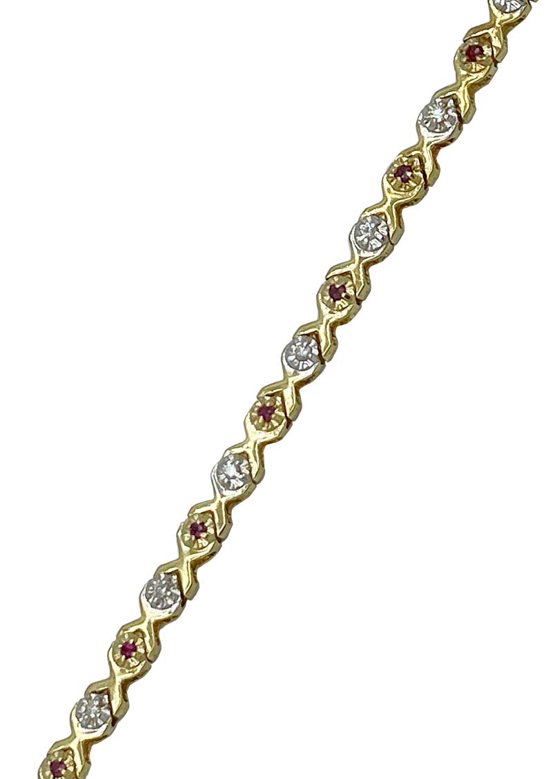 14k Yellow Gold Diamond and Ruby Bracelet Image