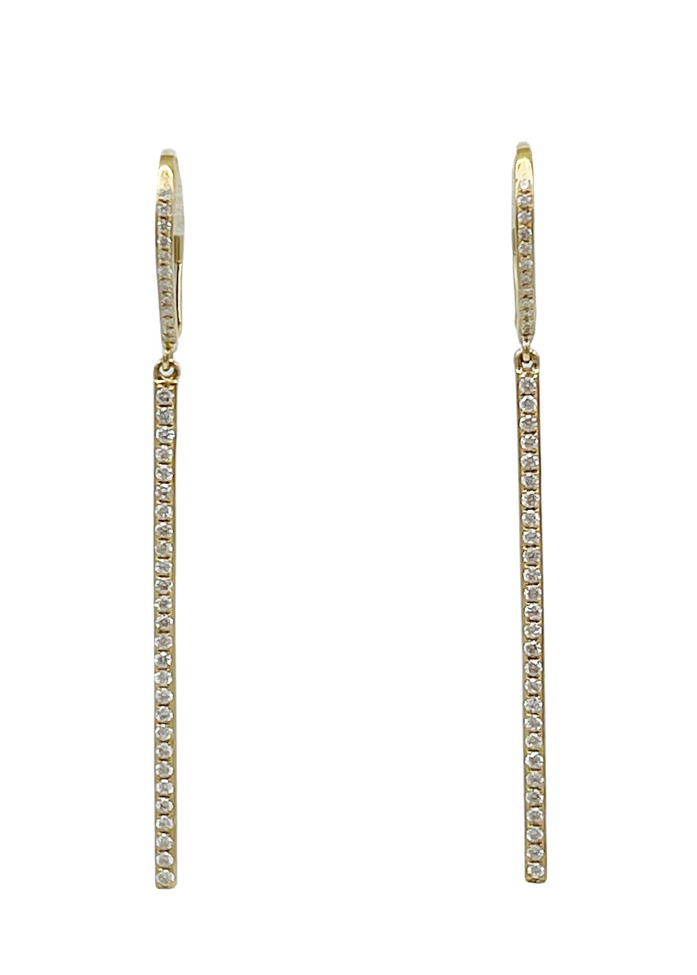 14k Yellow Gold Dangle Diamond Earrings Image