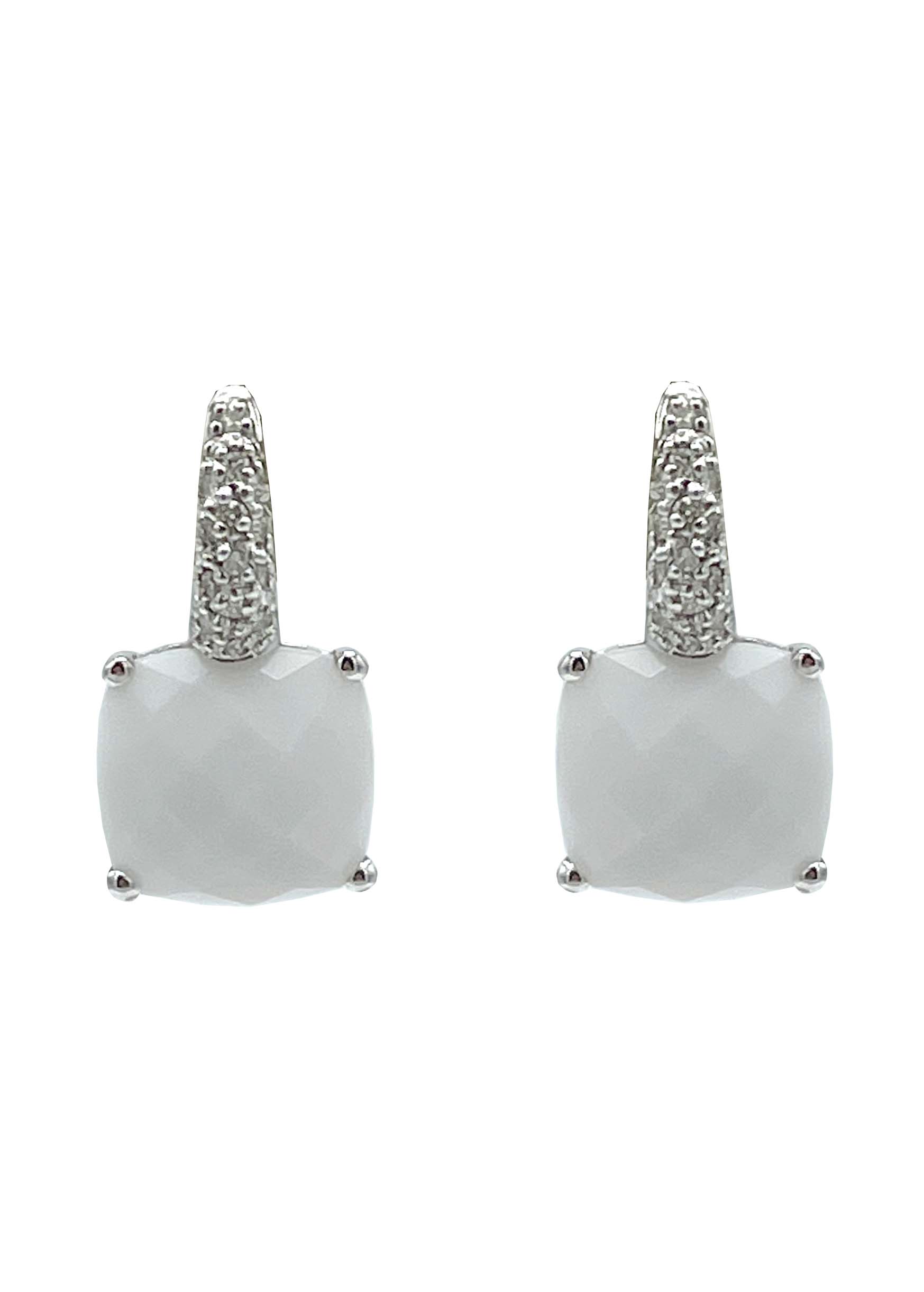 18k White Gold Agate and Diamond Earrings Image