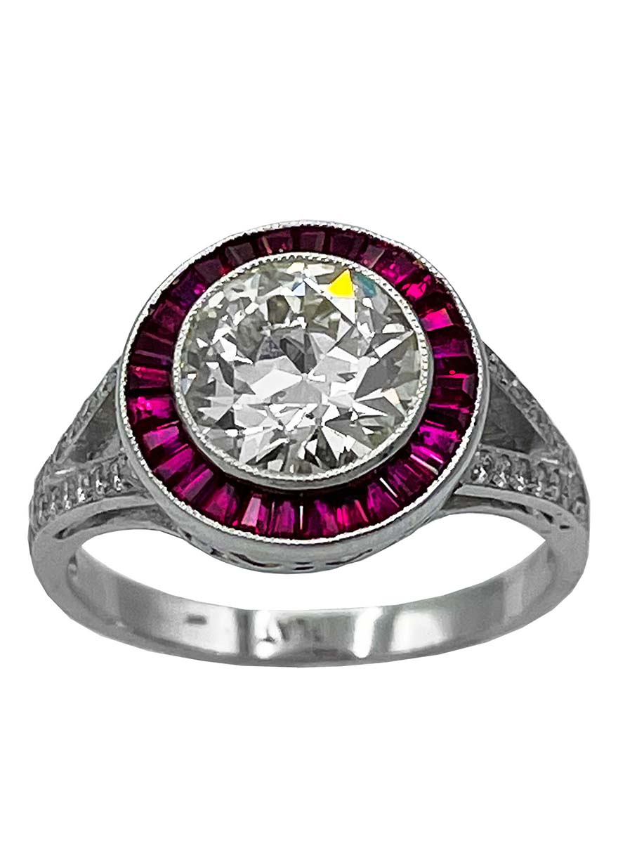 Platinum Diamond and Rubies Engagement Ring Setting Image