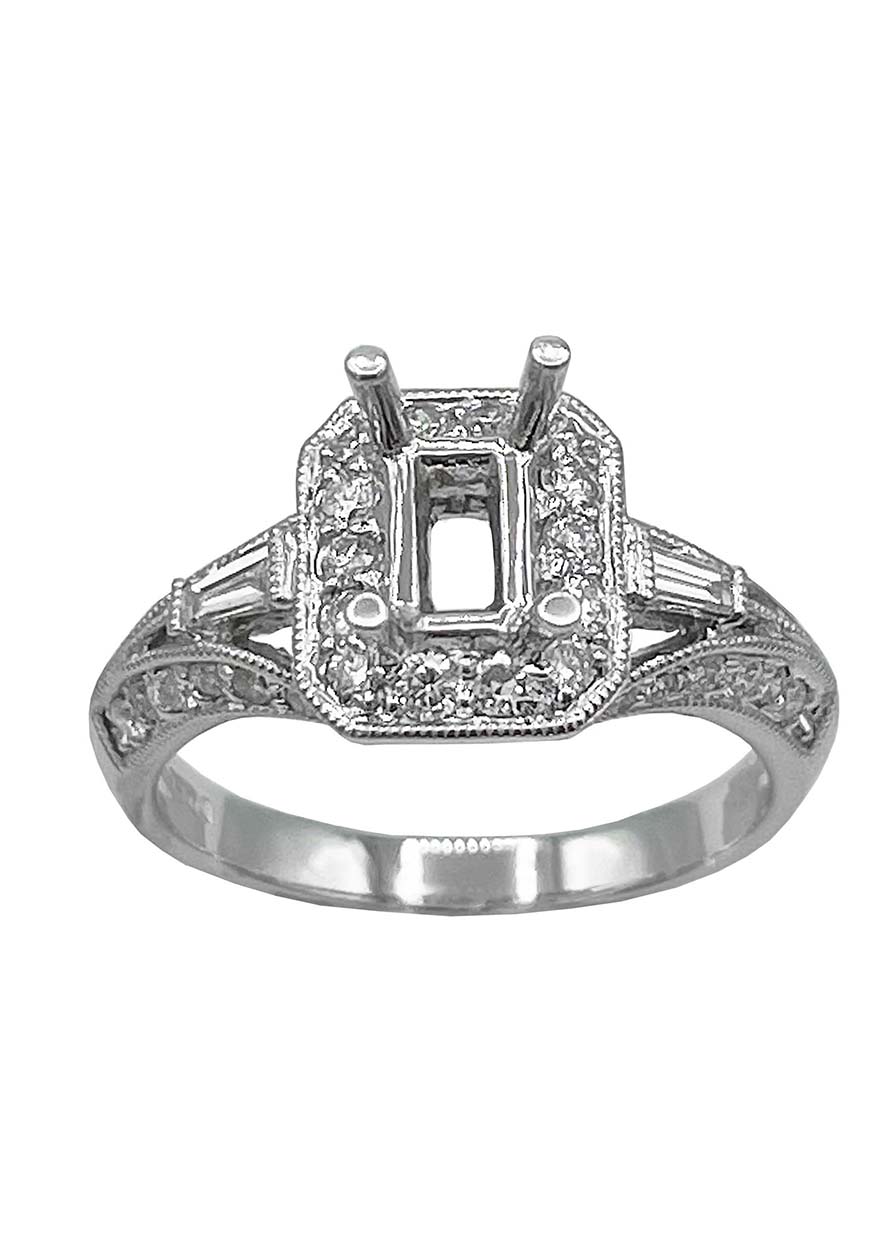 18k White Gold Diamond Engagement Ring Setting Image