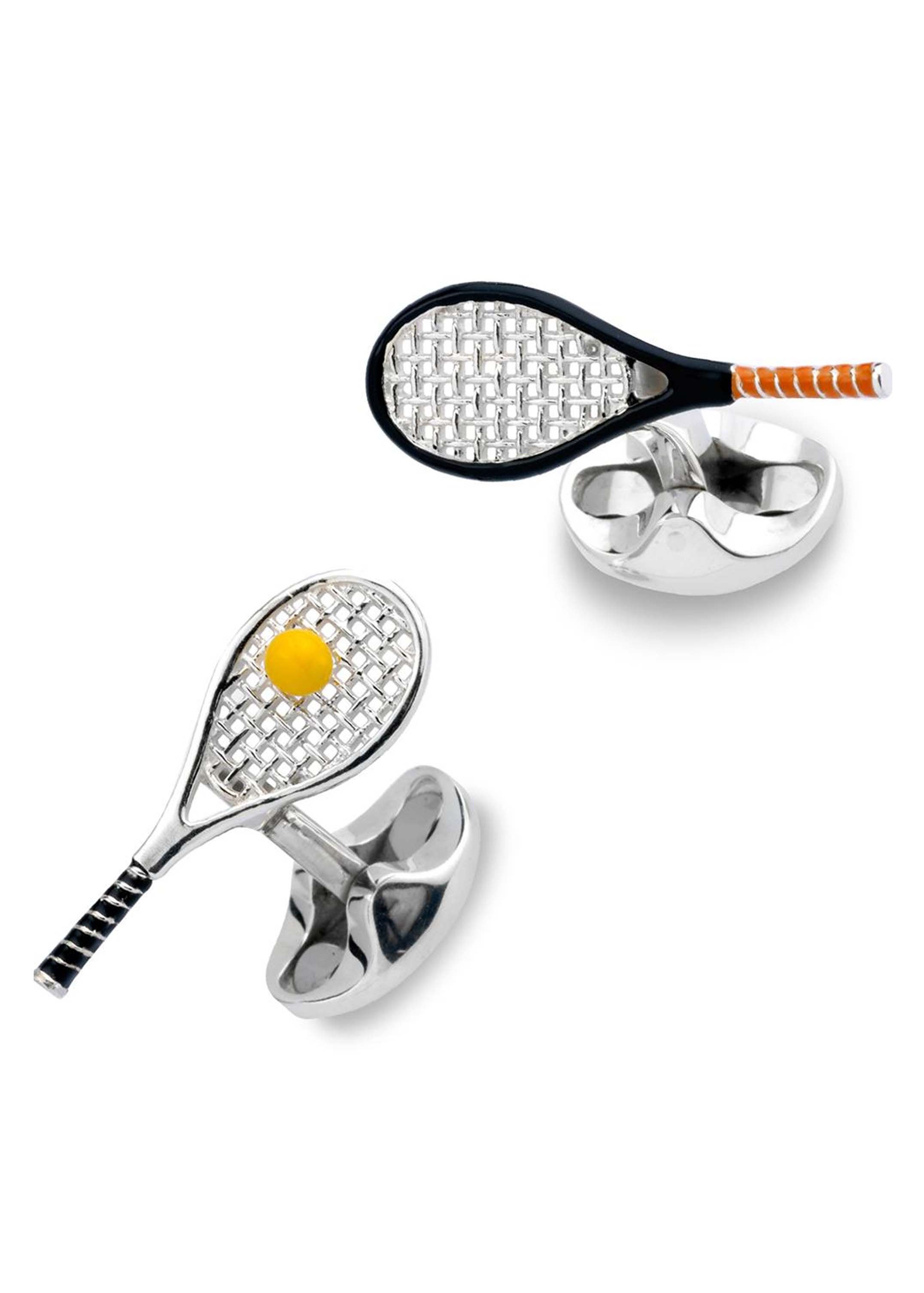 Silver Tennis Racket and Ball Cufflinks Image