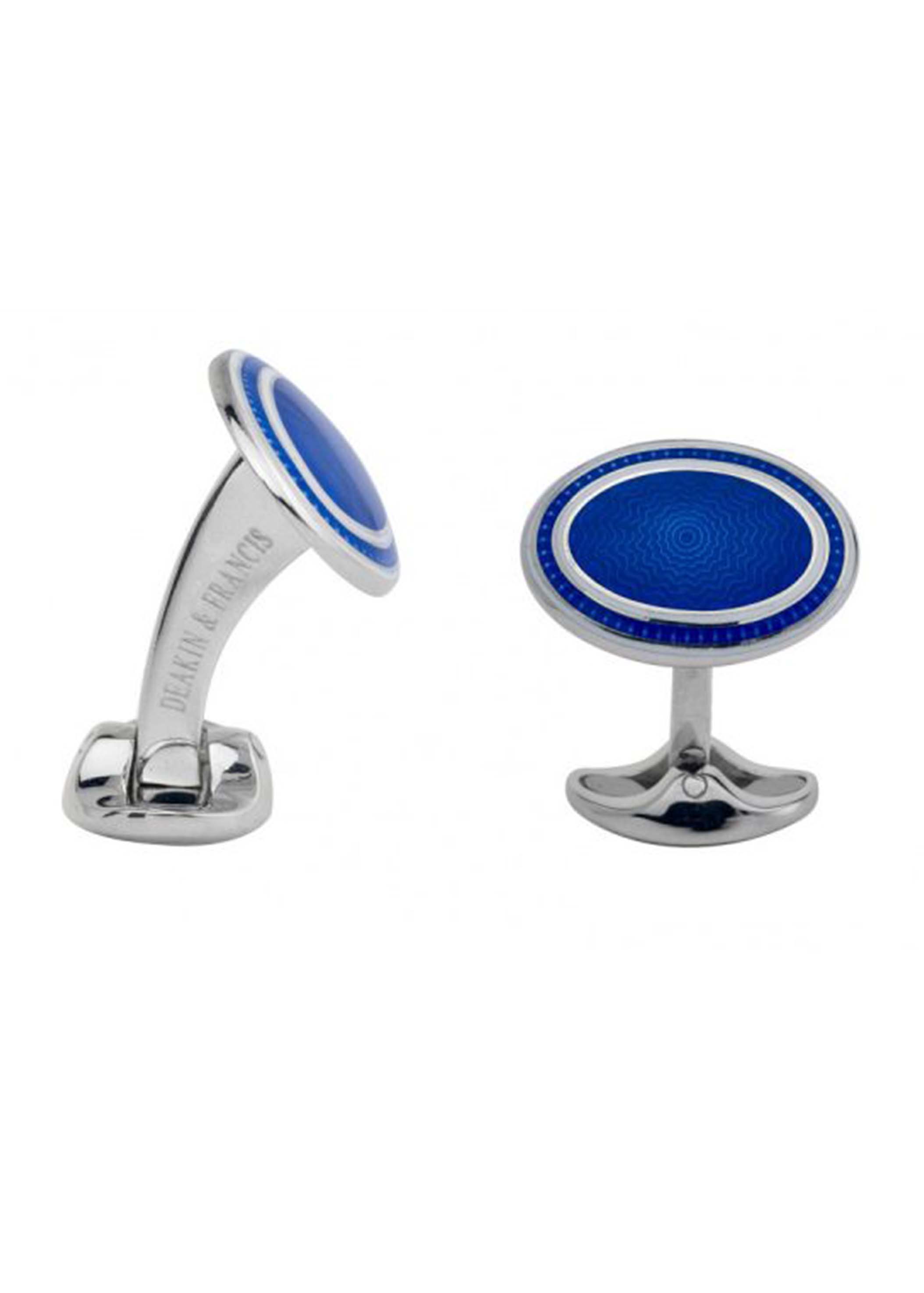 Sterling Silver White and Royal Blue Enamel Cufflinks Image
