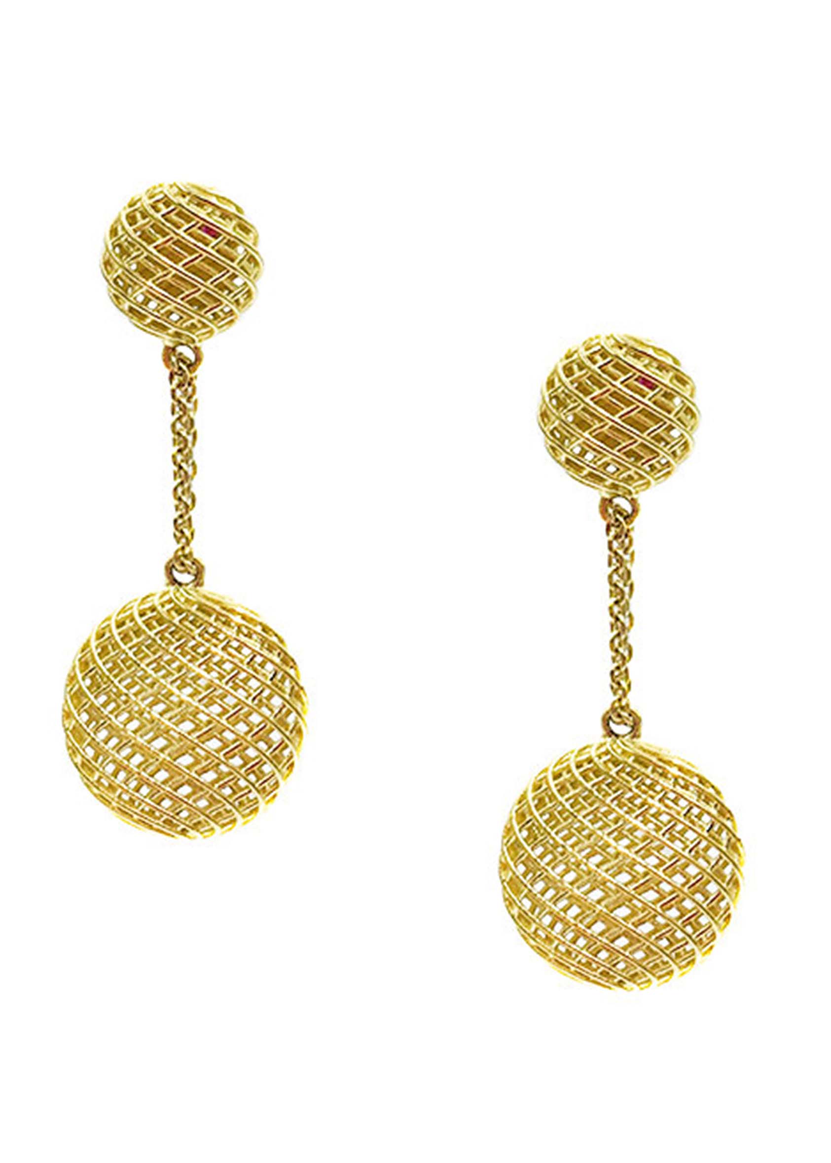 Silk 18k Yellow Gold Round Drop Earrings Image