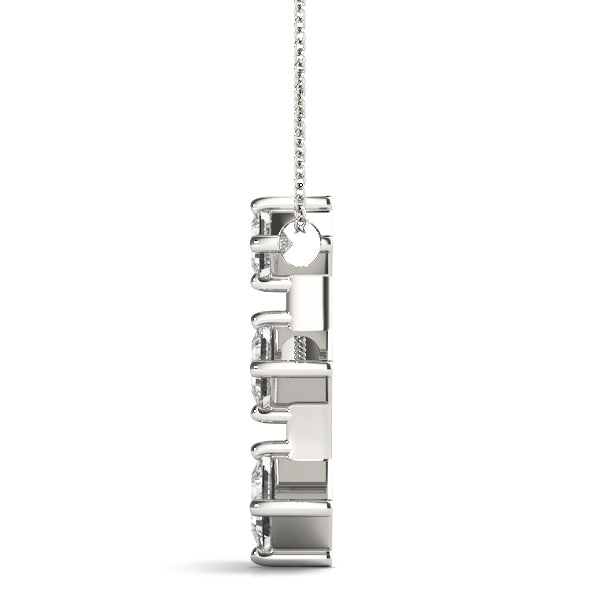 14K White Gold Lab Diamond 3-Stone Square Pendant