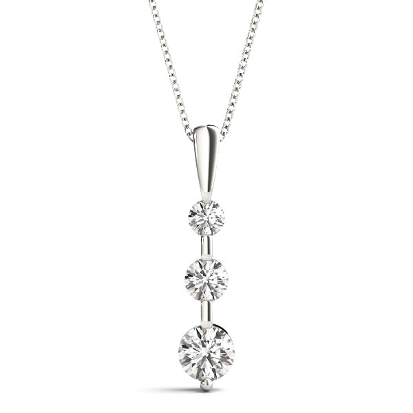Lab Diamond 3-Stone Pendant in 14K Gold