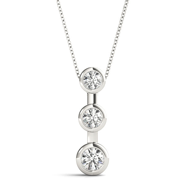 Lab Diamond 3 Stone 14K Gold Pendant