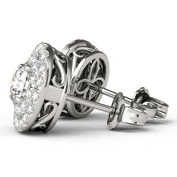 Round Lab Diamond Halo Earrings