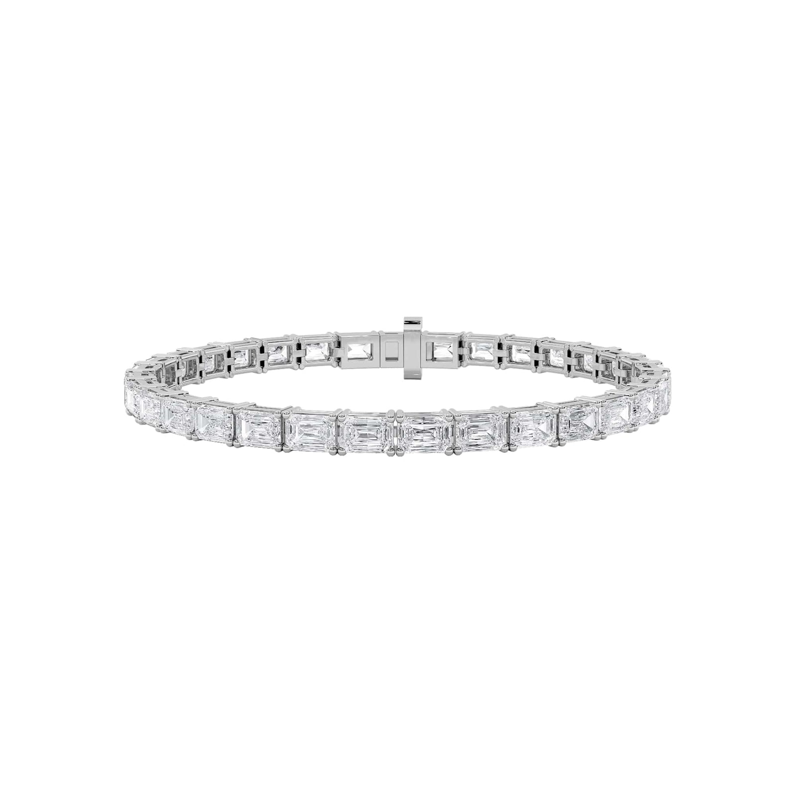 13Cttw Emerald Shaped Lab Grown Diamond (F/VS) Classic Line Bracelet in 14K Gold