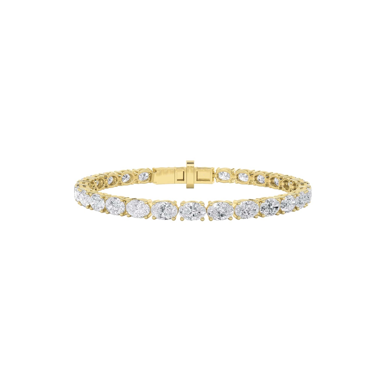 13Cttw Oval Shaped Lab Grown Diamond (F/VS) Classic Line Bracelet in 14K Gold