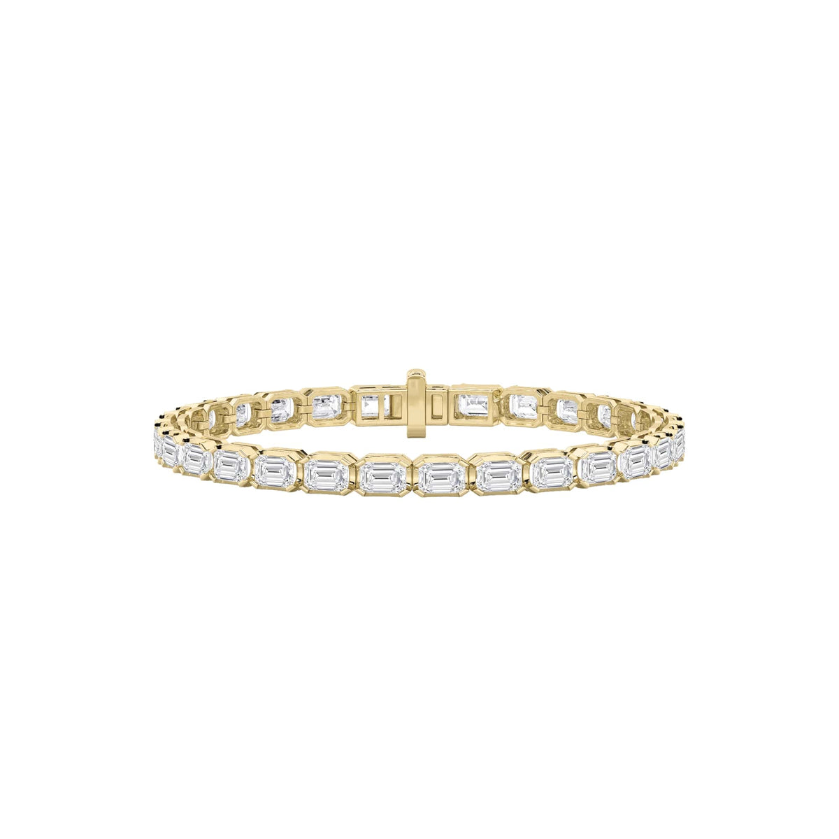 10Cttw Emerald Shaped Lab Grown Diamond (F/VS) Tennis Bracelet in 14K Gold