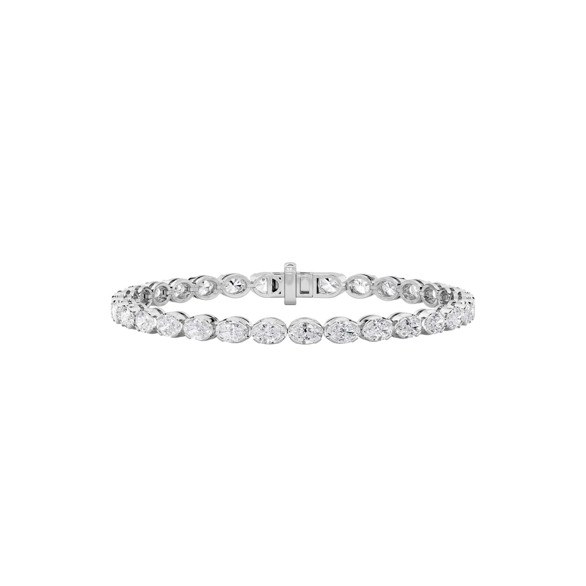7Cttw Oval Shaped Lab Grown Diamond (F/VS) Tennis Bracelet in 14K Gold