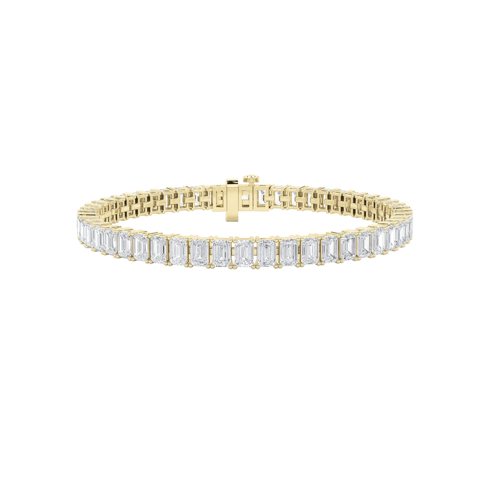 10Cttw Emerald Shaped Lab Grown Diamond (F/VS) East West Line Bracelet in 14K Gold