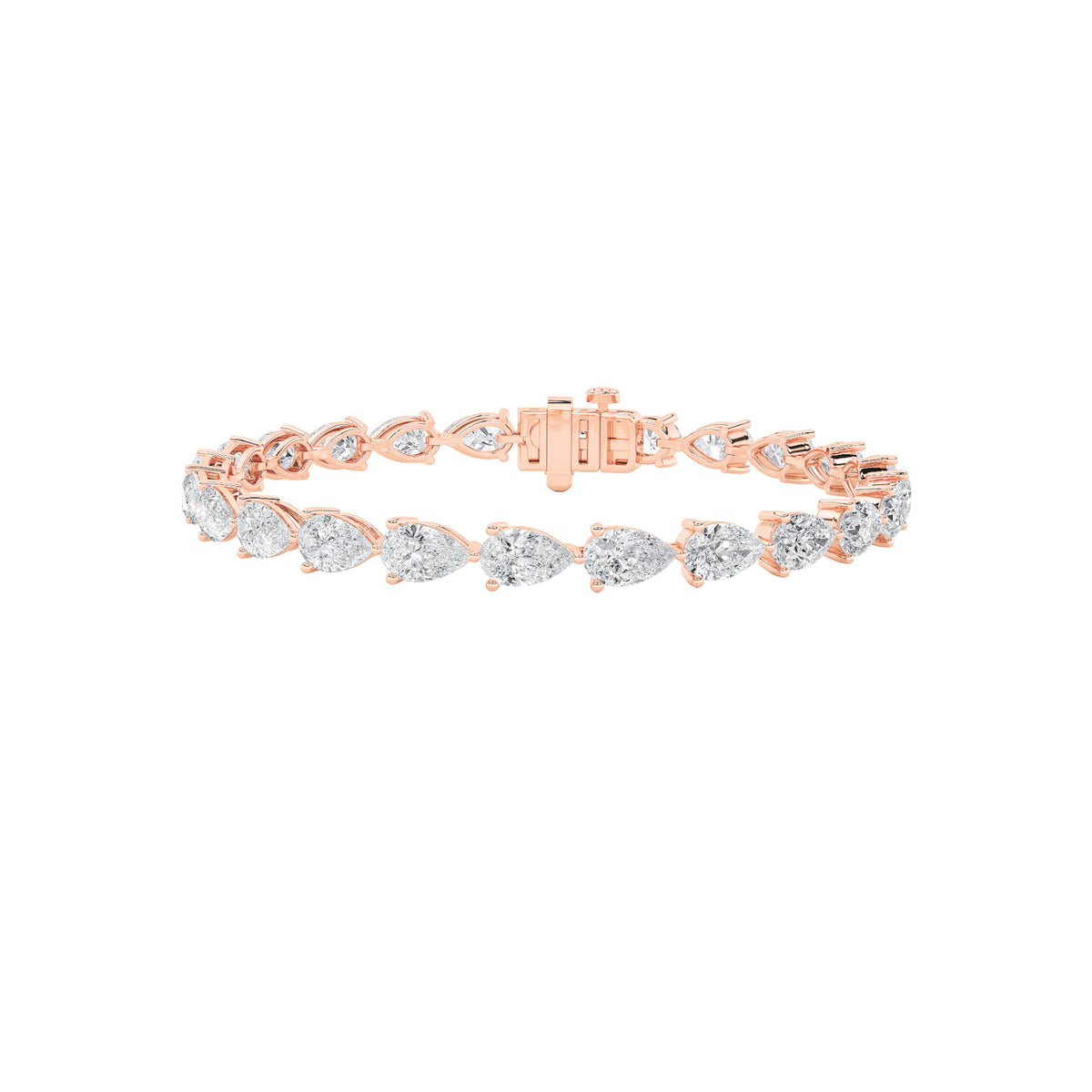 12Cttw Pear Shaped Lab Grown Diamond (F/VS) Fancy Line Bracelet in 14K Gold