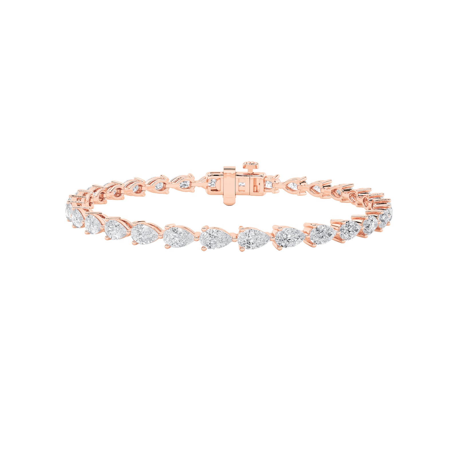 7Cttw Pear Shaped Lab Grown Diamond (F/VS) Fancy Line Bracelet in 14K Gold