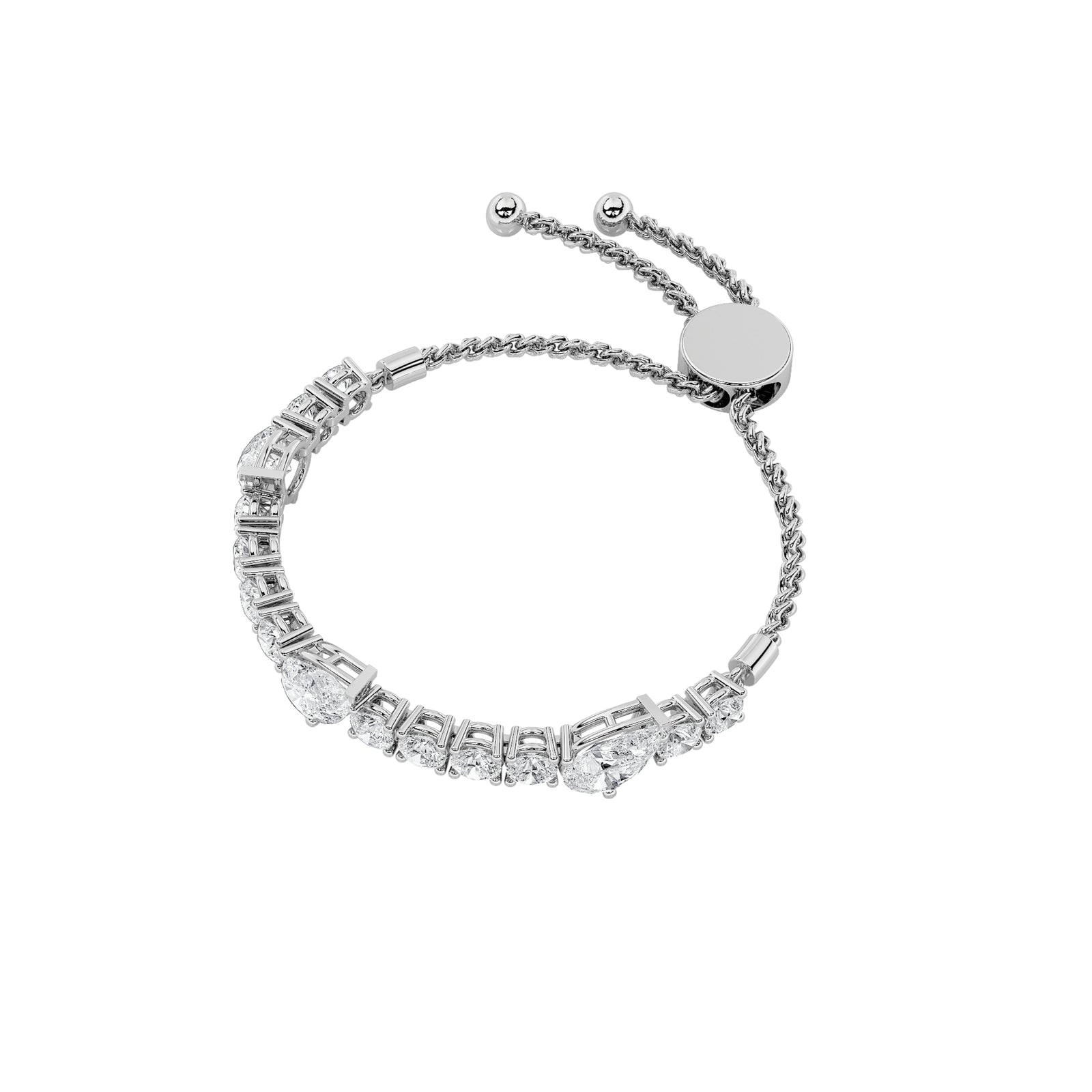 4.5Cttw Pear Shaped Lab Grown Diamond (F/VS) Bolo Bracelet in 14K Gold