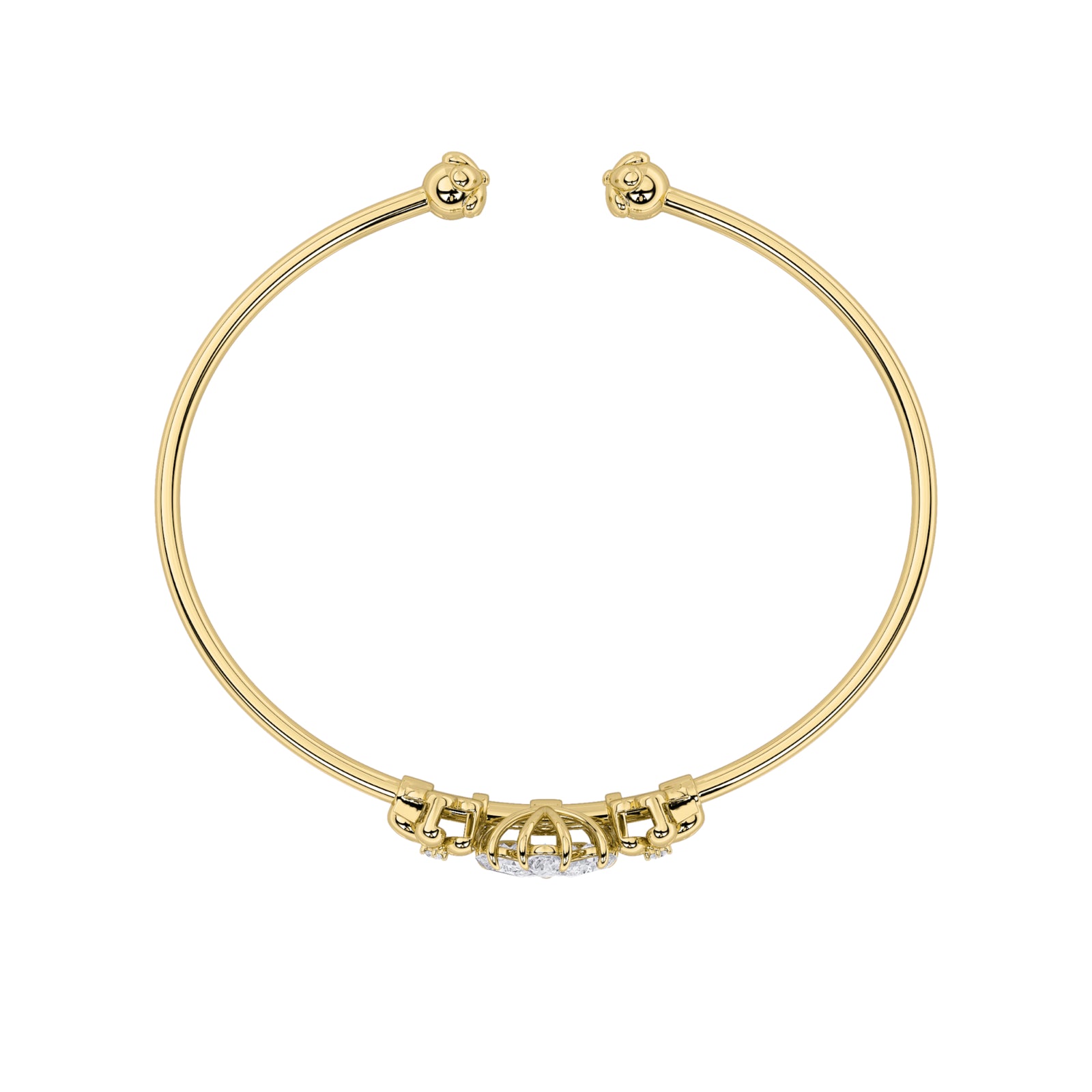 1.5Cttw Pear Shaped Lab Grown Diamond (F/VS) Fancy Flower Bangle Bracelet in 14K Gold