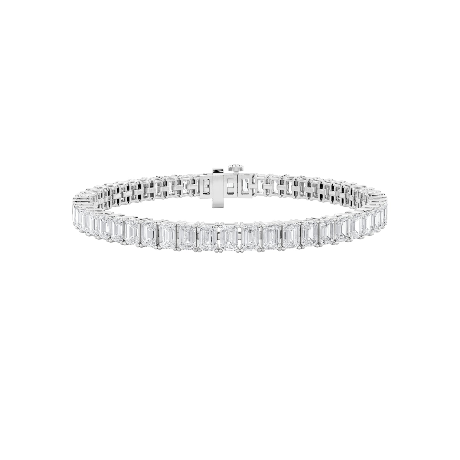 15Cttw Emerald Shaped Lab Grown Diamond North  South Bracelet in 14K Gold (F/VS)