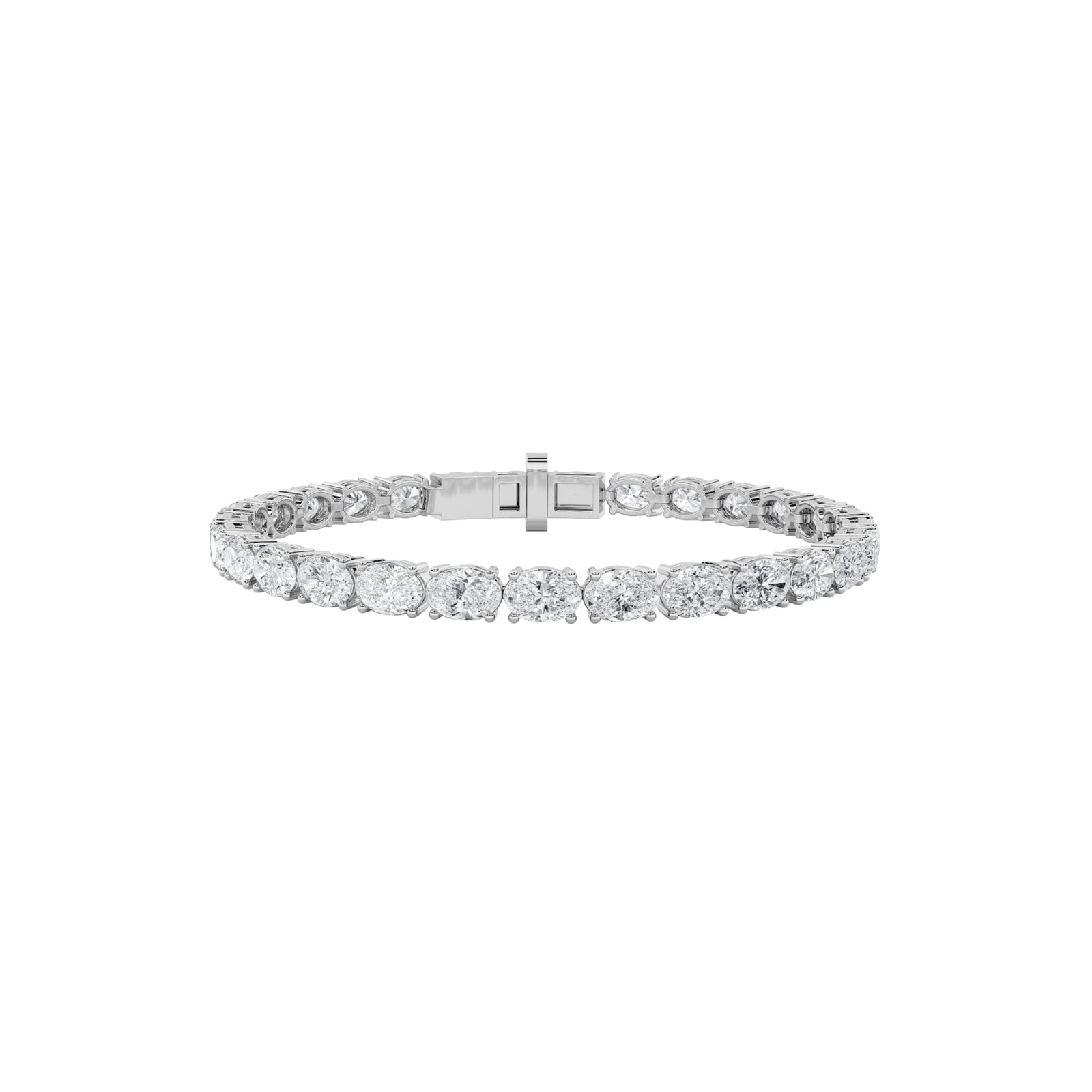 7.5Cttw Oval Shaped Lab Grown Diamond East & West Bracelet in 14K Gold (F/VS)