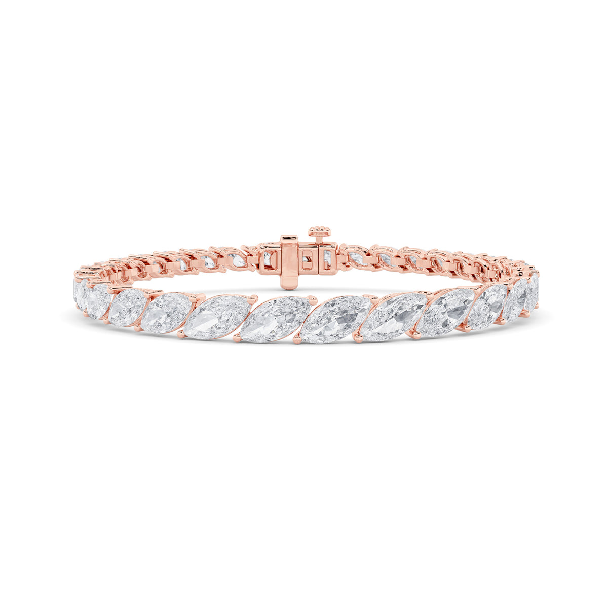 13Cttw Marquise Shaped Lab Grown Diamond (F/VS) Fancy  Bracelet in 14K Gold