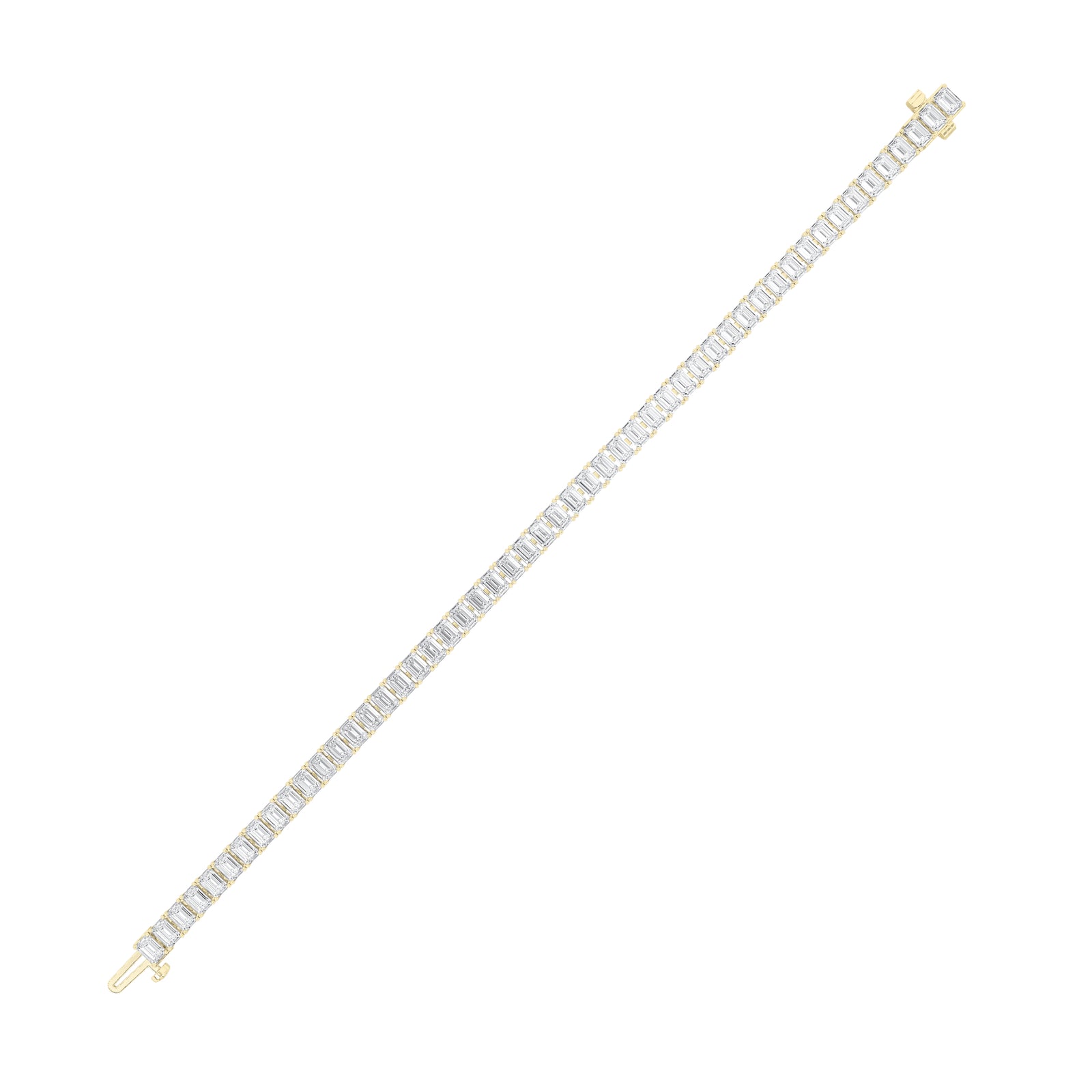 10Cttw Emerald Shaped Lab Grown Diamond (F/VS)  Bracelet in 14K Gold