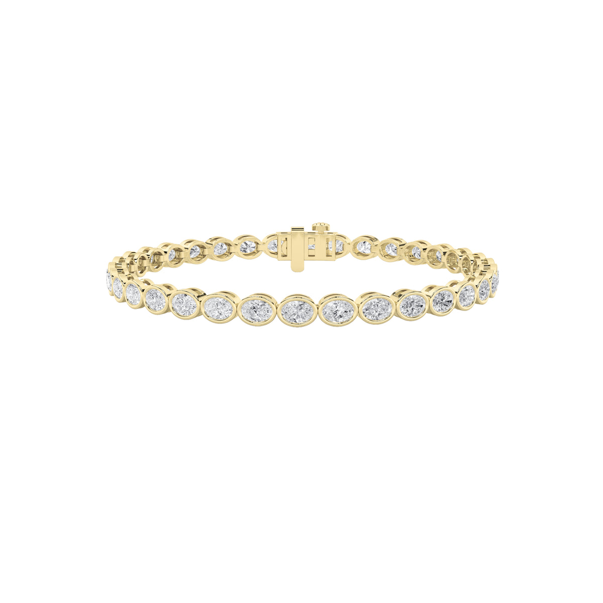 8Cttw Oval Shaped Lab Grown Diamond (F/VS) East West Bezel Set Bracelet in 14K Gold