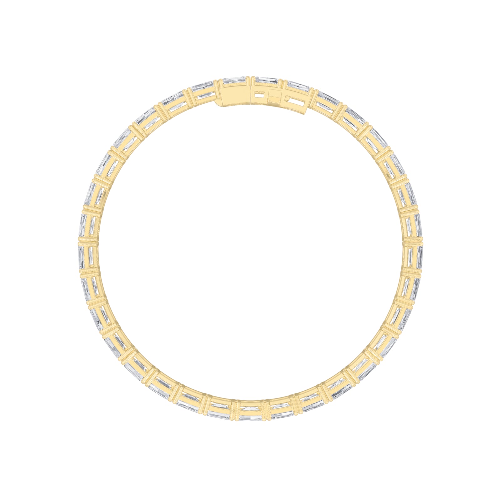 10Cttw Emerald Shaped Lab Grown Diamond (F/VS) East West Line Bracelet in 14K Gold