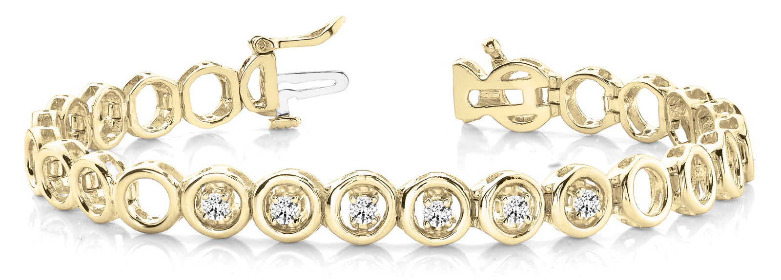 Yellow Gold Diamond In-Line Tennis Bracelet
