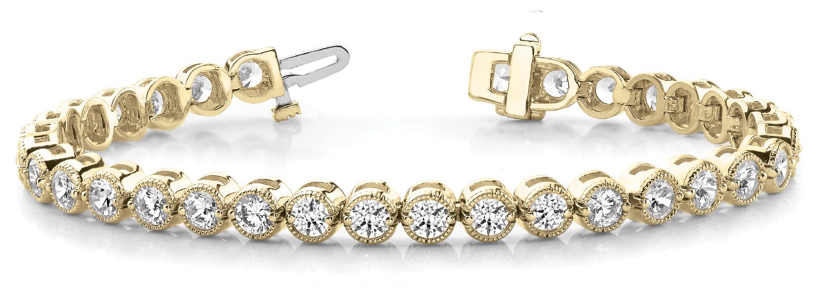 14K Yellow Gold Diamond In-Line Tennis Bracelet