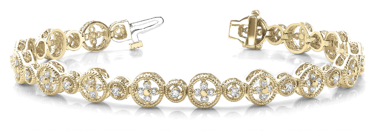 14K Yellow Gold Lab Diamond Vintage Bracelet
