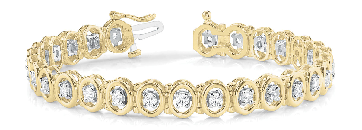 14K Yellow Gold Lab Diamond In-Line Tennis Bracelet