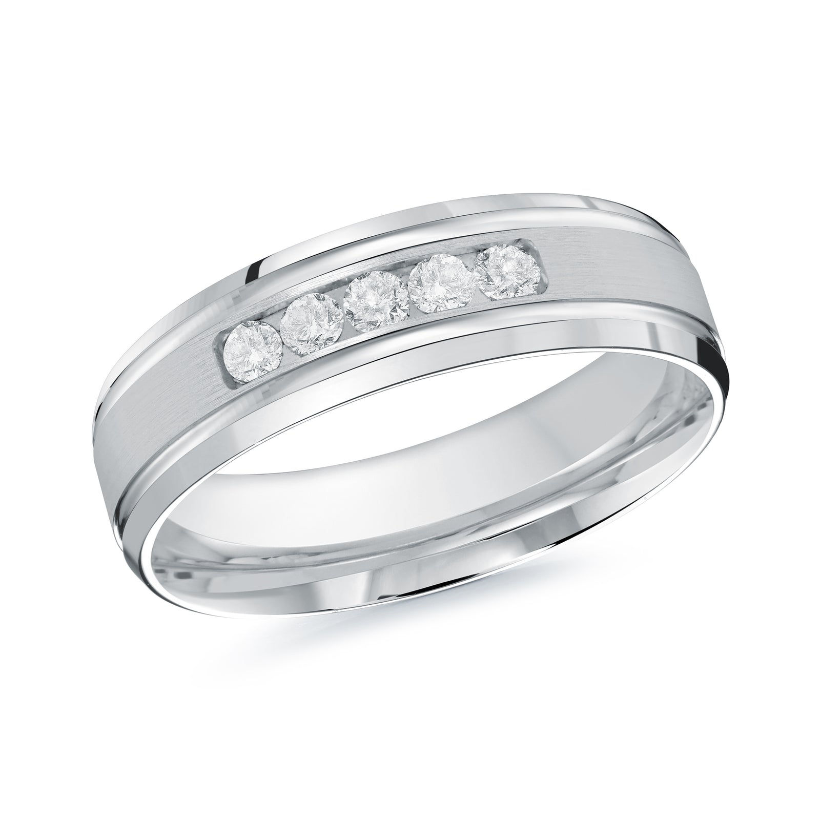 6mm White Satin Diamond Wedding Band 0.25 CTW SI2