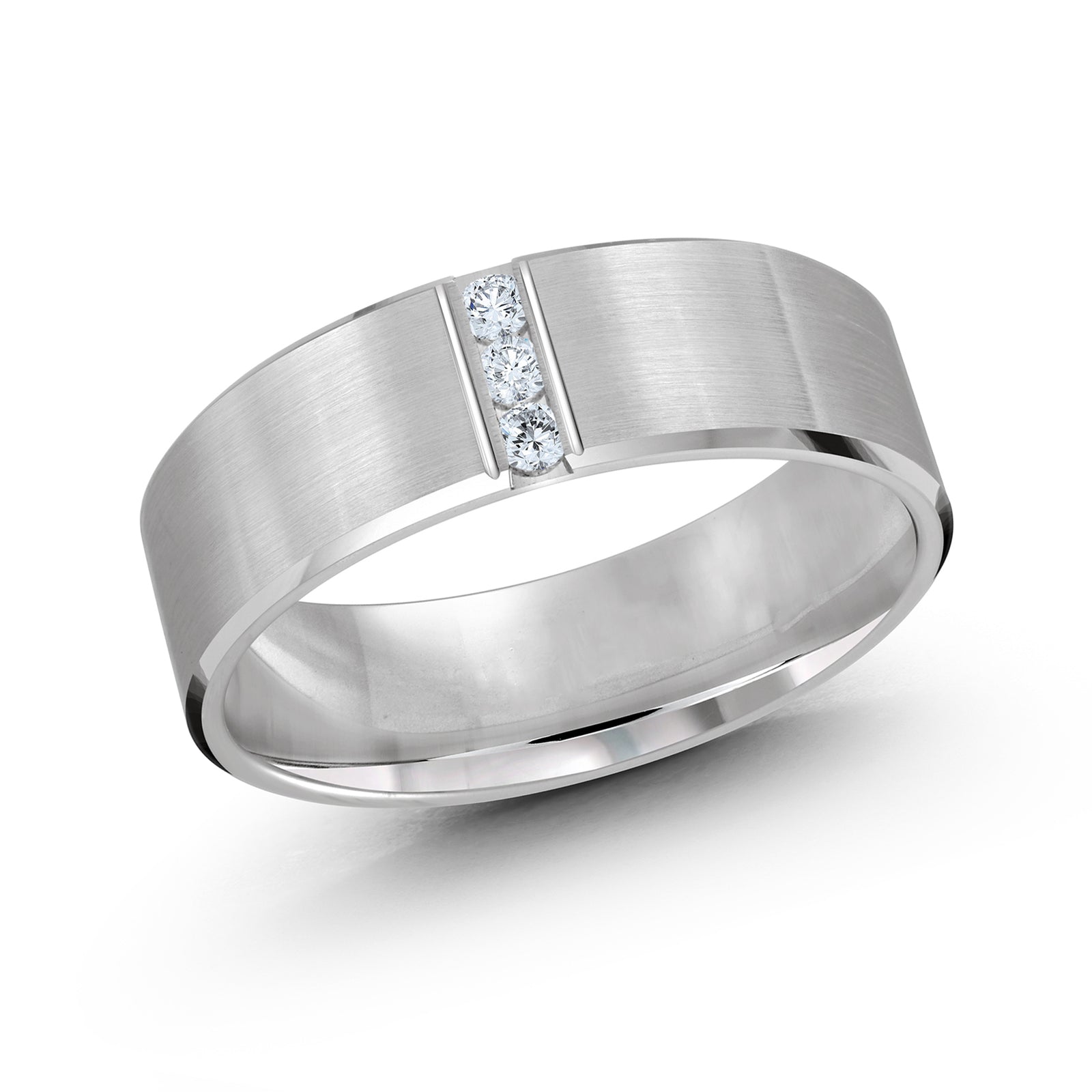 7mm White Satin Diamond Wedding Band 0.09 CTW SI2