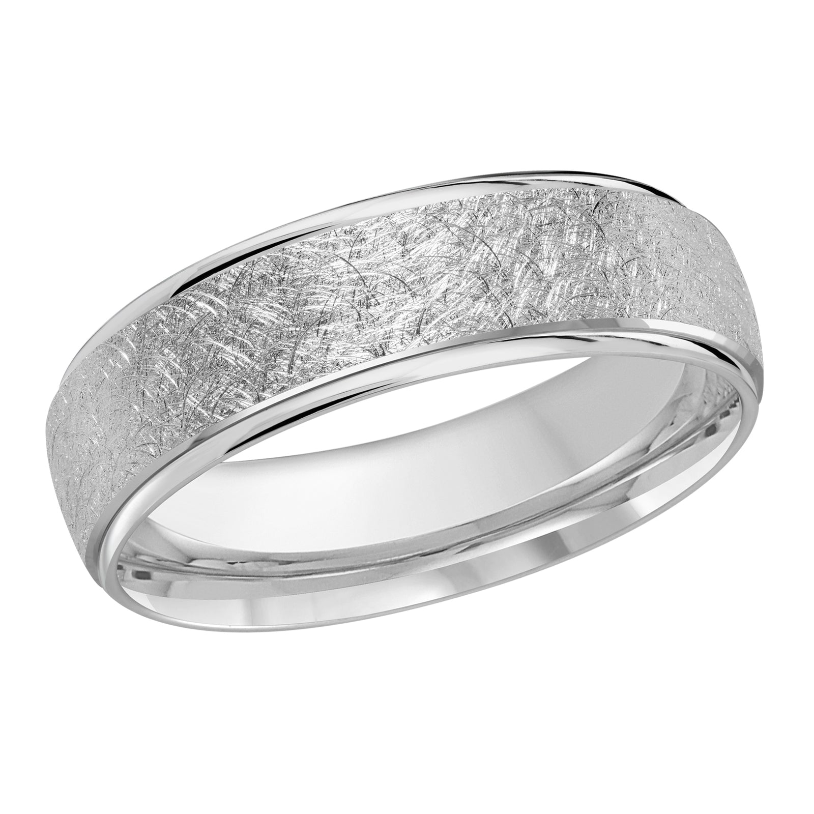 6mm White Scratch Carved Band Style M3-081-6W-04