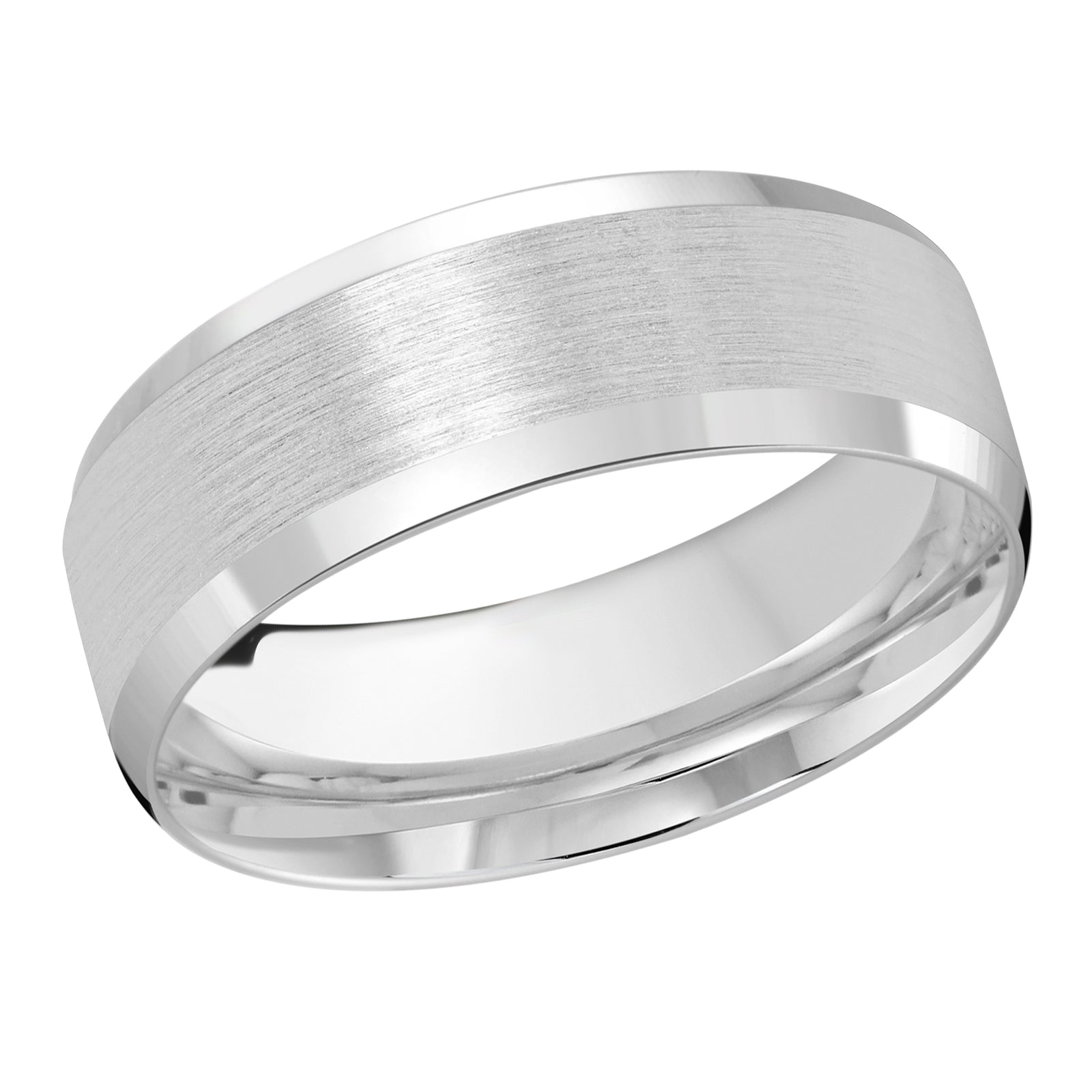 8mm White Satin Carved Band Style M3-1105-8W-01