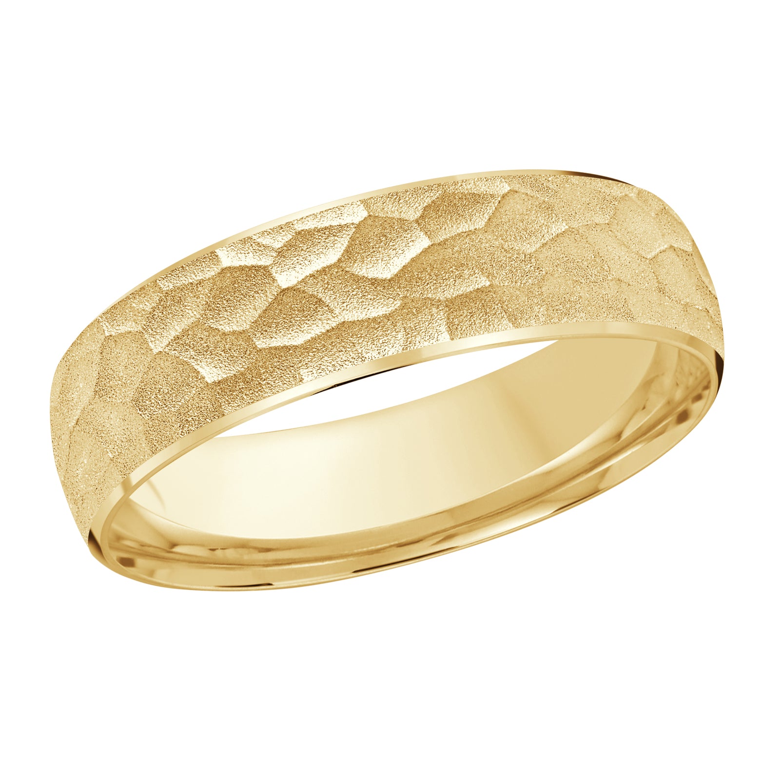 6mm Yellow Hammered Carved Band Style M3-249-6Y-02