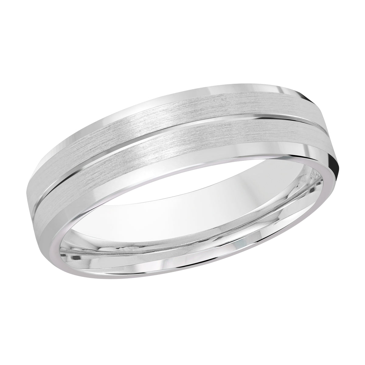 6mm White Satin Carved Band Style M3-697-6W-01