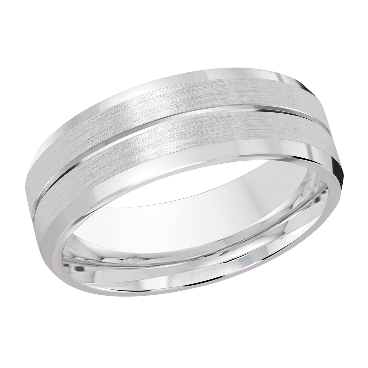 8mm White Satin Carved Band Style M3-697-8W-01