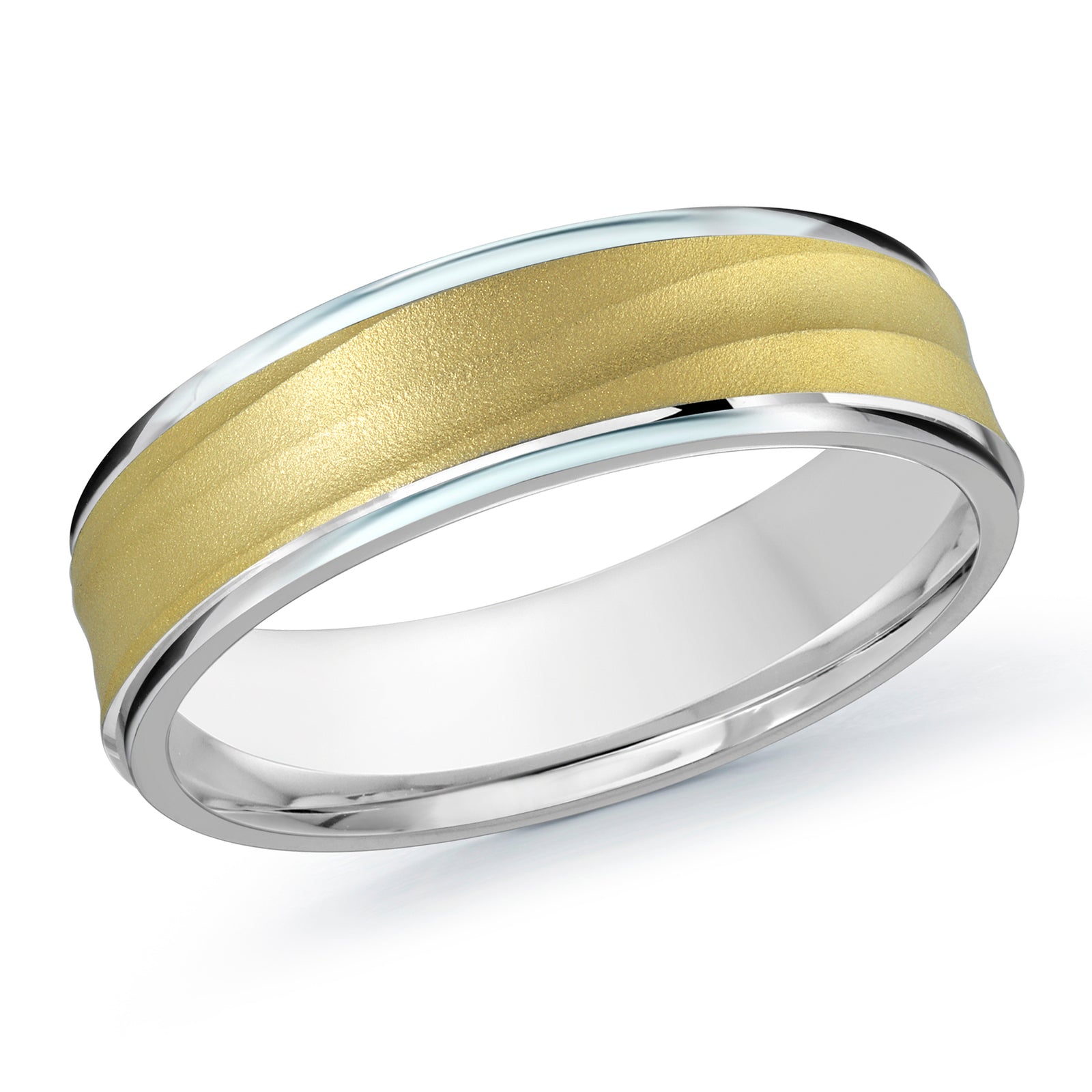 6mm White / Yellow Sandblast Carved Band