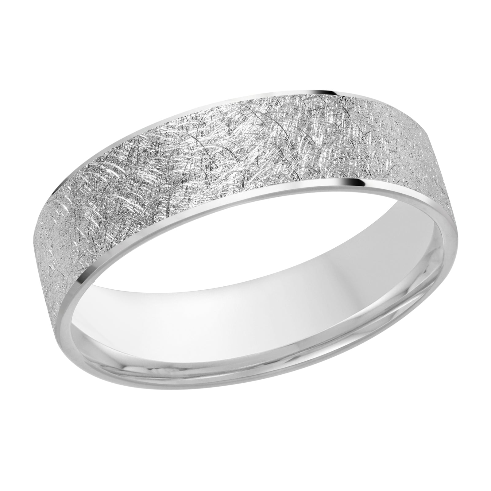 6mm White Scratch Carved Band Style M3-974-6W-04